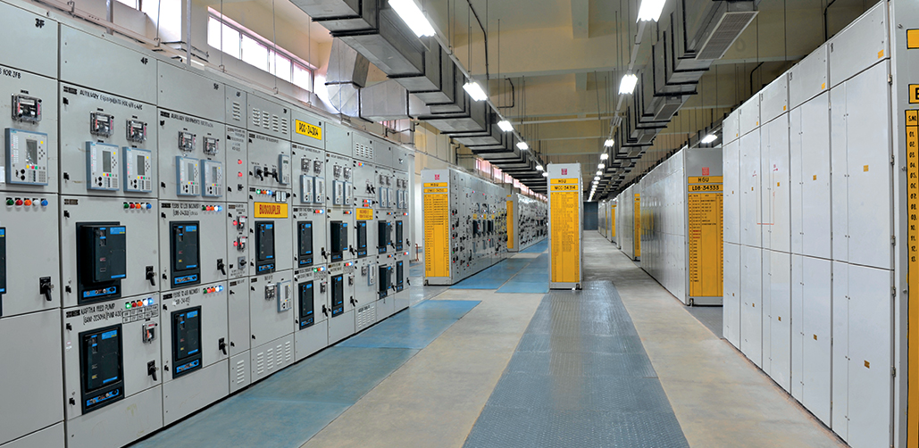 Switchboard installation at a power plant